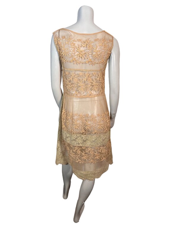 Gorgeous 1920s Embroidered Net & Filet Lace Flapp… - image 6