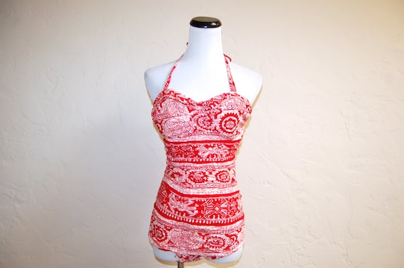 Vintage 40s 50s Pinup Girl Paradise Hawaii Ruched