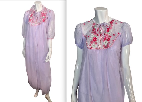 Vintage 1960s Unworn w Tag Chiffon Embroidered Ni… - image 1