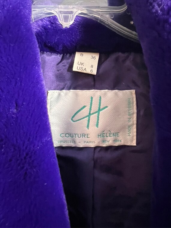 Vintage 80s Violet Purple Couture Helene Faux Fur… - image 5