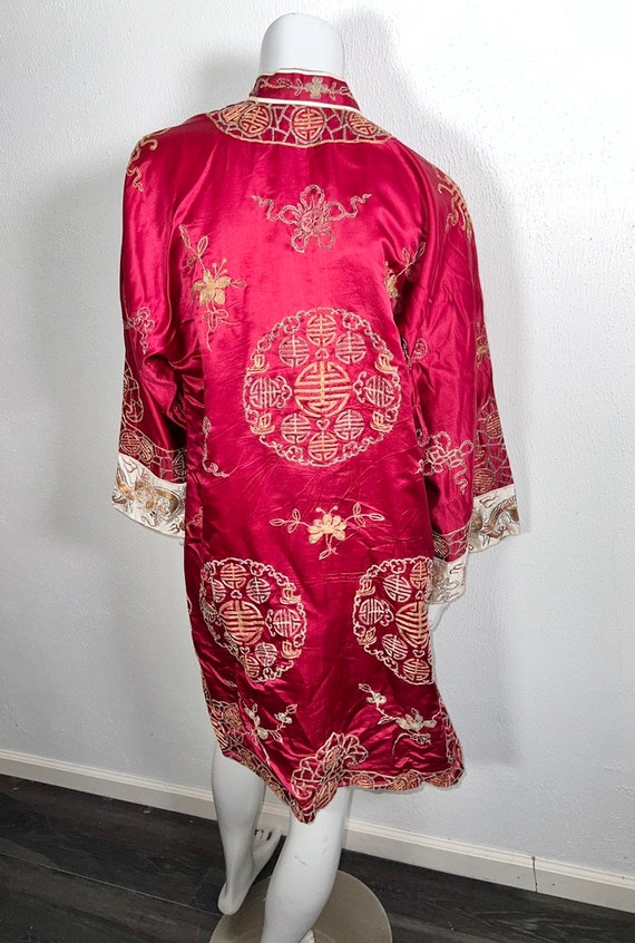 Lovely Antique Chinese Silk Robe Jacket w Metallic Em… Gem