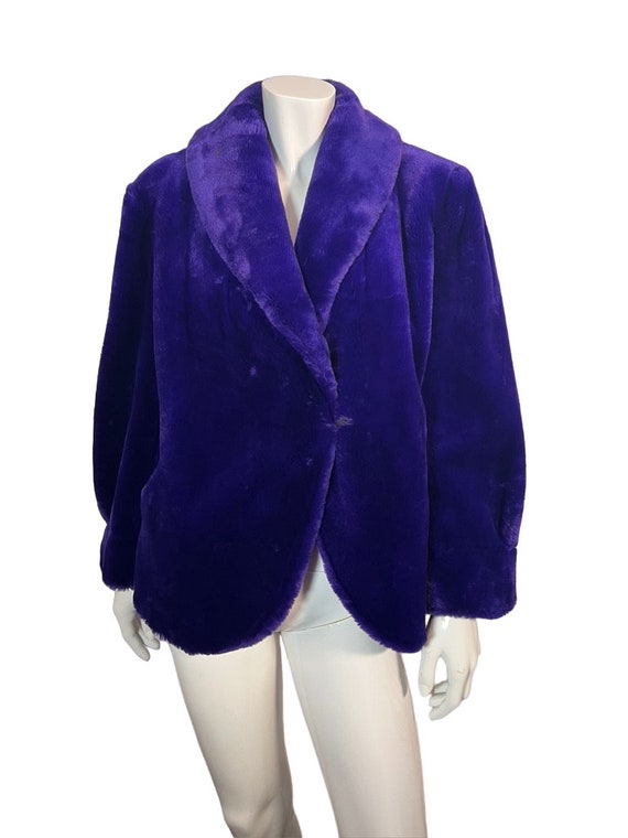 Vintage 80s Violet Purple Couture Helene Faux Fur… - image 2