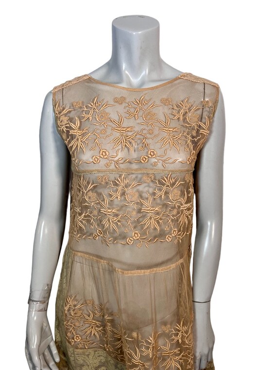 Gorgeous 1920s Embroidered Net & Filet Lace Flapp… - image 3