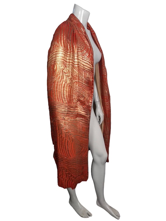 Amazing Vintage 1920s Orange & Gold Lame Metallic… - image 3