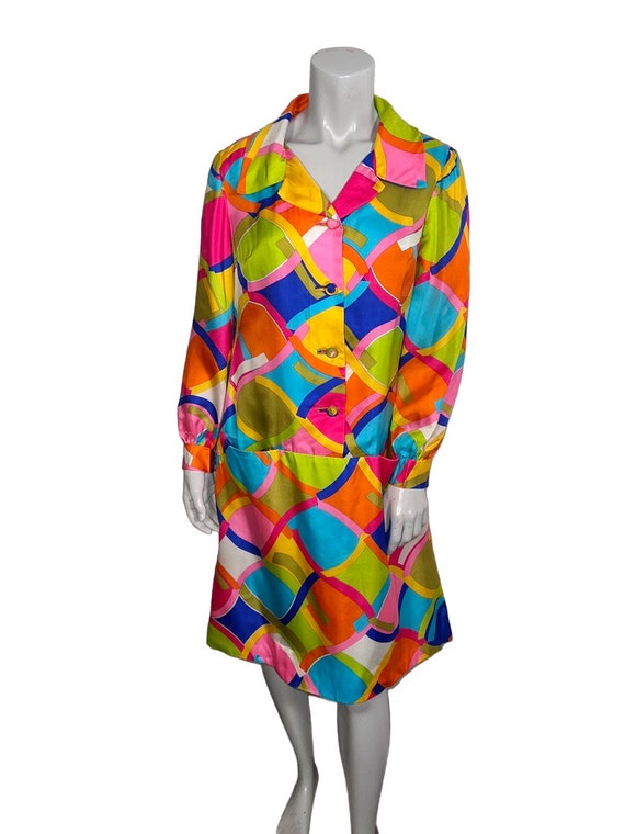 Vintage 1970s Designer BH Wragge Silk Psychedelic… - image 2