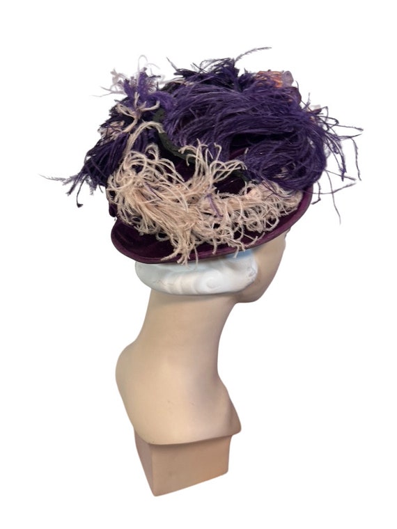Wonderful Purple Velvet 1910s Toque Hat w Velvet … - image 6