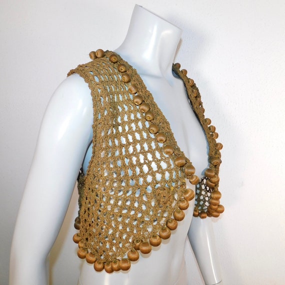 Amazing Antique Metallic Gold Woven Crocheted Vic… - image 4