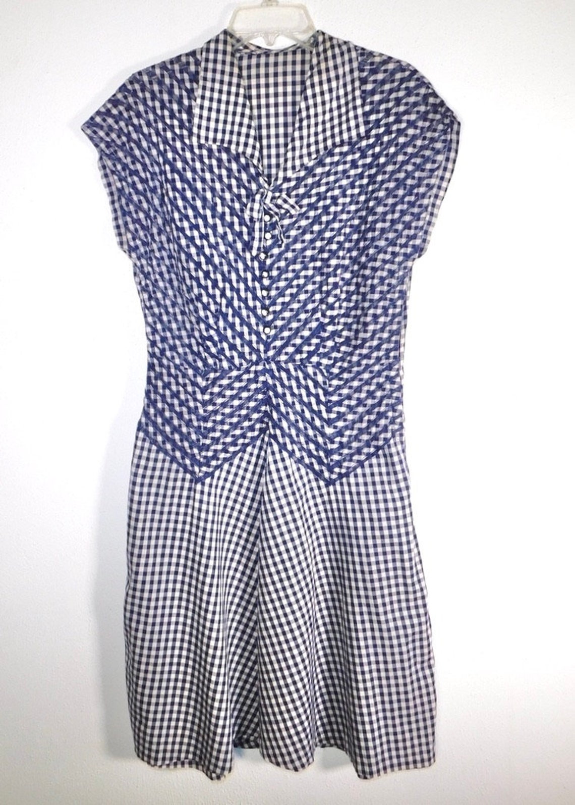 Vintage 1950s Gingham Check Day Dress W Cutwork Bust & - Etsy