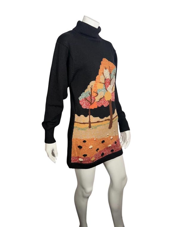 Vintage 70s to 80s Wool Tree & Sheep Pattern Tuni… - image 5