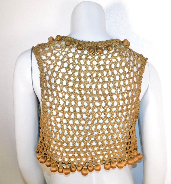 Amazing Antique Metallic Gold Woven Crocheted Vic… - image 5