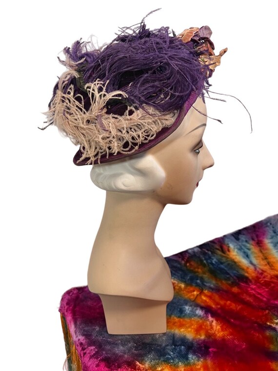 Wonderful Purple Velvet 1910s Toque Hat w Velvet … - image 7