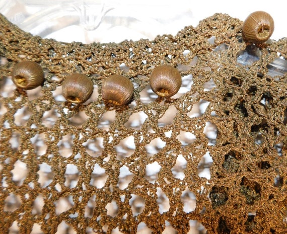 Amazing Antique Metallic Gold Woven Crocheted Vic… - image 6