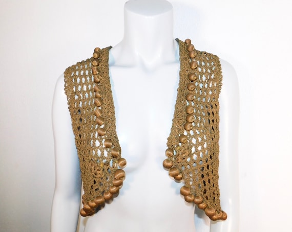 Amazing Antique Metallic Gold Woven Crocheted Vic… - image 3