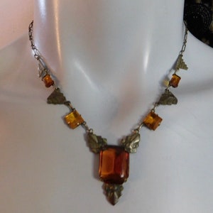 Lovely Vintage 1920s Art Deco Brass & Glass Necklace - Etsy