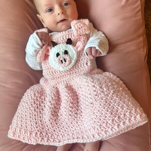 Pink Cow Baby Dress PDF Crochet Pattern (Size 3-6 Months)