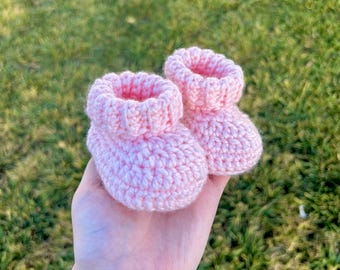 Pink Baby Booties PDF Crochet Pattern: Beginner Friendly!