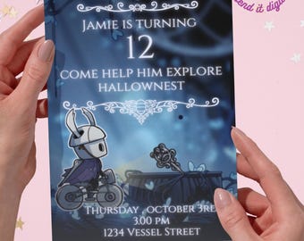 Hollow Knight Birthday Invitation, Canva Template (Digital and printable)