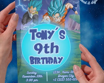 Dragon Ball Birthday Invitation, Goku and Vegeta, Editable  Template (Digital and printable)