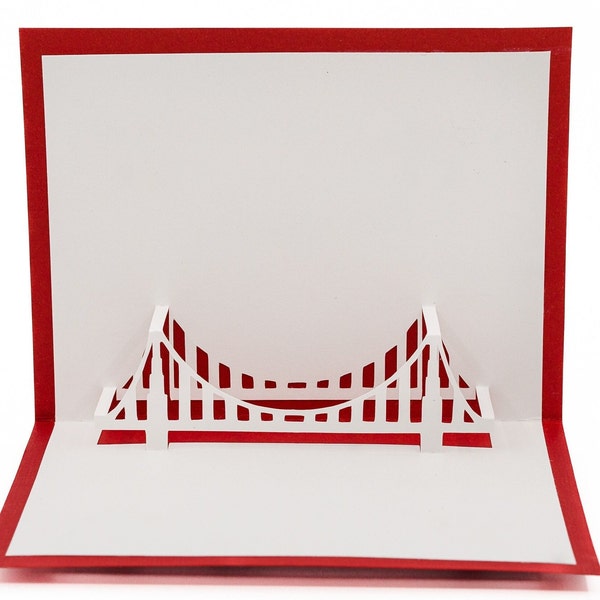 Golden Gate Bridge 3D Pop Up Tarjeta de felicitación / Arte emblemático icónico / Tarjeta postal de San Francisco / Recuerdo único / Tarjeta de cumpleaños contemporánea