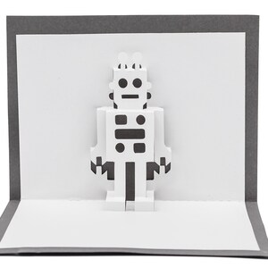 Carte vierge pop-up 3D robot rétro pour lui : design interactif de science-fiction pour garçons, fête des pères, cadeau futuriste personnalisable