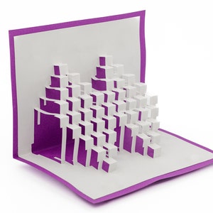Cartão de felicitações pop-up geométrico Kirigami 3D elegante: escultura de arte em papel feita à mão para saudações e presentes exclusivos, cartão em branco