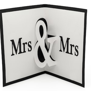 Cartão de felicitações pop-up Sra. e Sra.: parabéns pelo casamento lésbico, celebração LGBTQ, presente de casamento entre pessoas do mesmo sexo