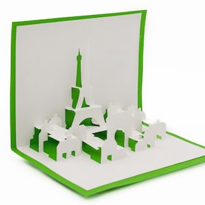 Paris France Skyline 3D Pop Up Card Eiffel Tower Greeting Card, Romantic Travel Keepsake, Notre Dame Cathedral, Arc de Triomphe