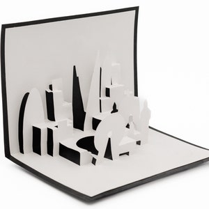 Carte pop-up 3D Skyline de Londres : oeuvre d'art artisanale représentant le Tower Bridge, la cathédrale Saint-Paul et le London Eye