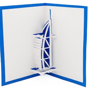 3D-pop-upkaart Burj Al Arab Hotel: prachtig monumentaal souvenir in Dubai en uniek architectonisch cadeau Verenigde Arabische Emiraten,