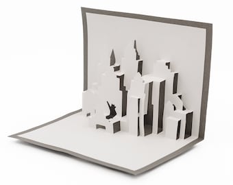 Tarjeta emergente de Nueva York: Skyline de Nueva York en 3D, souvenir hecho a mano
