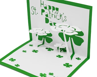Four Leaf Clover St Patrick's Day Pop Up 3D Greeting Card | Irish Lucky Charm Seasonal Card | St Paddy's Day Gift | Quality Keepsake Card