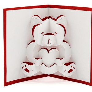 Tarjeta emergente en 3D con osito de peluche para San Valentín o aniversario: regalo de felicitación de amor hecho a mano