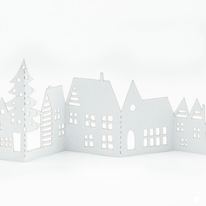 Zimowa wioska 3D Pop Up Mini kartka z życzeniami świątecznymi Etykieta upominkowa: Pozdrowienia świąteczne Świąteczne Boże Narodzenie i wyjątkowy wystrój świąteczny
