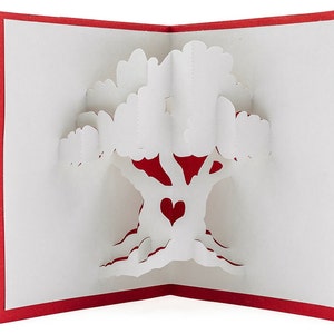 Love Tree Romantic 3D Pop Up Card: Handmade Wedding, Anniversary, Valentine's Day Greeting Gift