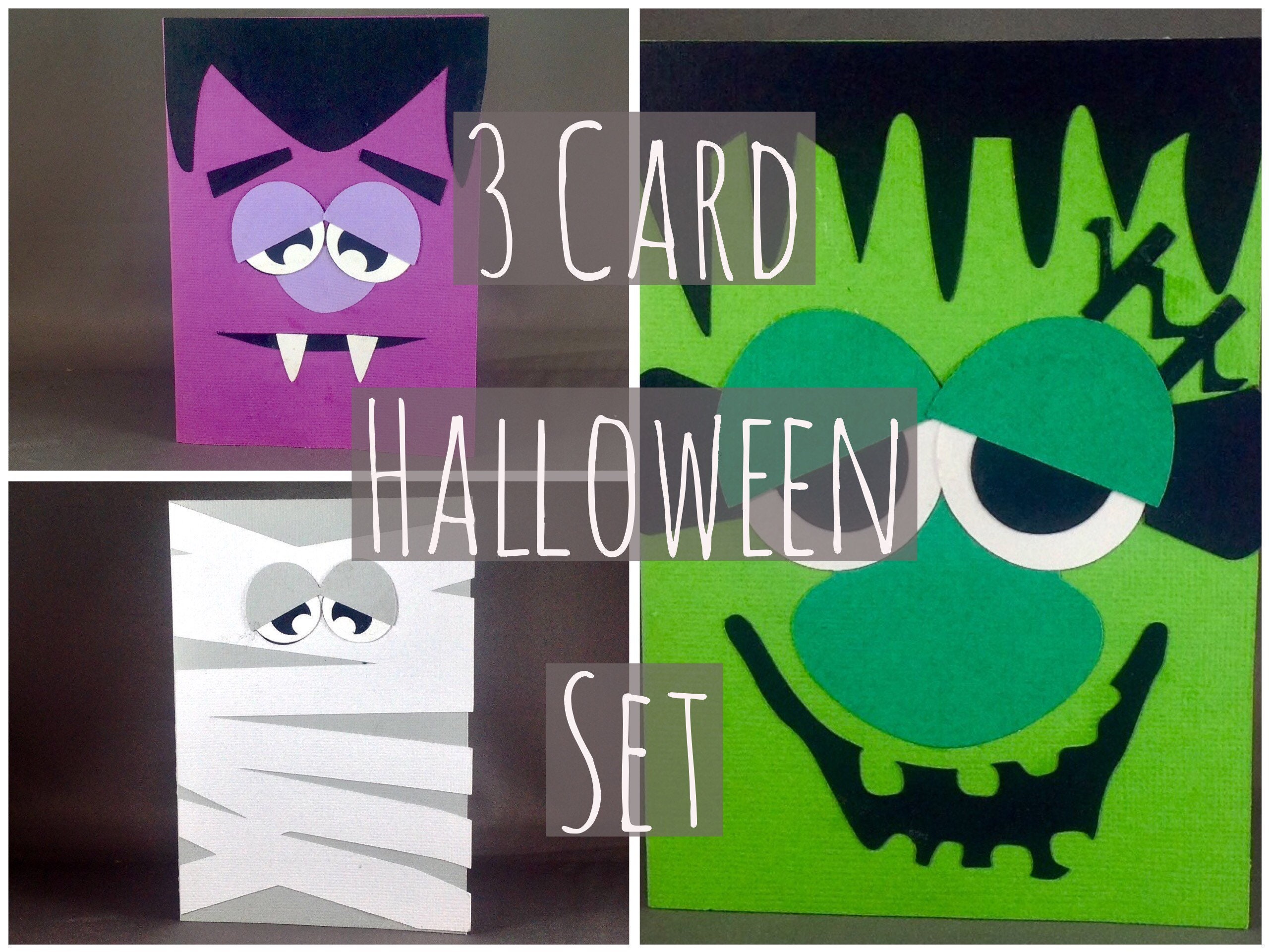 happy halloween card set monster card frankenstein mummy dracula vampire handmade halloween cards cute halloween card for kids