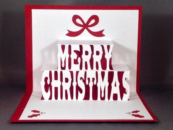 Frohe Weihnachten Pop Up Karte 3d Weihnachtsgruss Happy Etsy