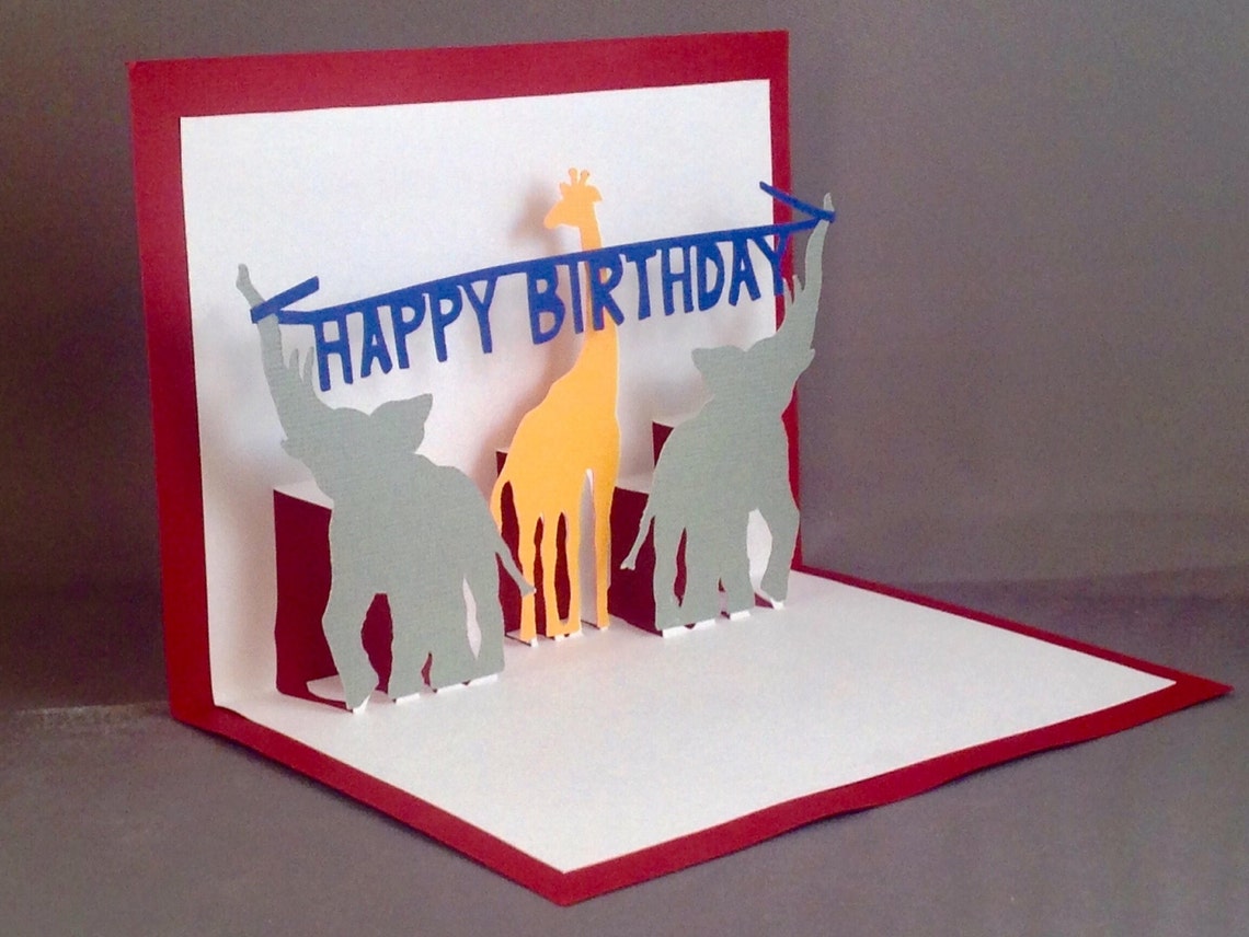 Zoo Tiere Geburtstag Pop Up Karte 3D Karneval Party Etsy