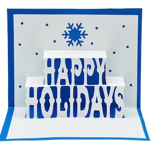 Happy Holidays betoverende sneeuwvlok pop-up kerstkaart: handgemaakte kerstgroet, uniek seizoenscadeau