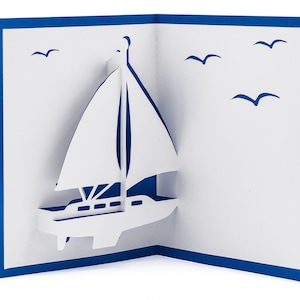 3D Segelboot Pop Up Karte handgemacht: Nautische Andenken für Strandliebhaber, Ozean Themen Geburtstagsgrüße