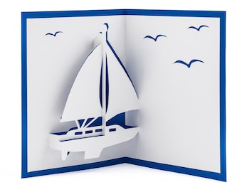 Sailboat Pop Up 3D Greeting Card | Nautical Marine Artwork | Sailing Ocean Decor | Unique Keepsakes | Birthday Card | Handmade Beach Card