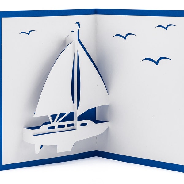 Sailboat Pop Up 3D Greeting Card | Nautical Marine Artwork | Sailing Ocean Decor | Unique Keepsakes | Birthday Card | Handmade Beach Card