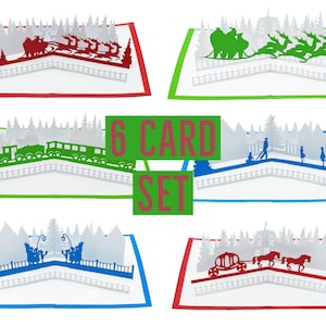 Holiday 3d Pop Up Greeting Cards Set - Handmade Unique Christmas Weihnachtskarten Pack of 6