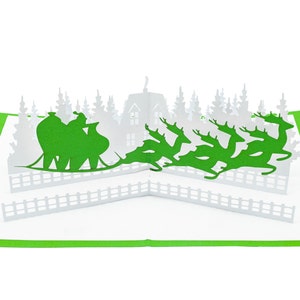 Santa's Midnight Sleigh Ride 3D Pop-Up Christmas Card - Handmade Holiday Greeting with Reindeer
