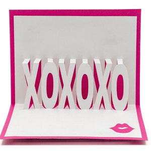 Hot Lips Hugs & Kisses 3D Pop Up Liebeskarte, Valentinstag Jahrestagskarte, XOXO handgemachte Karte, Romantisches Geschenk