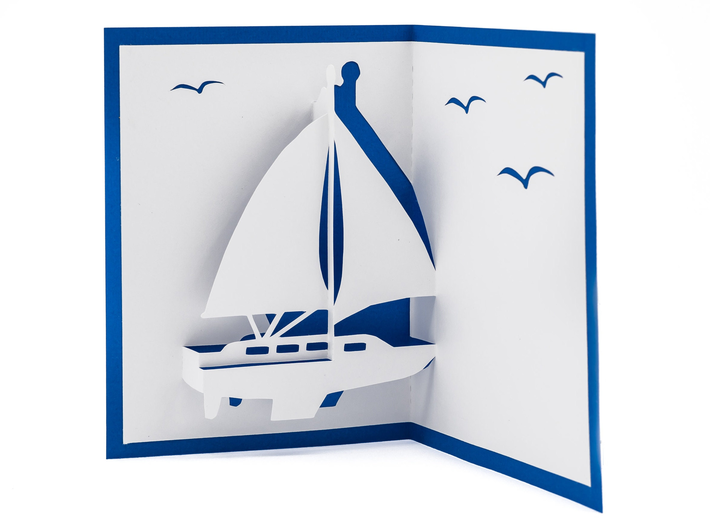 Biglietto Di Auguri Con Barca A Vela – Paesaggio Marino Artistico, Design Jane Human, 160x160 Mm, Fatto Nel Regno Unito, Ecologico