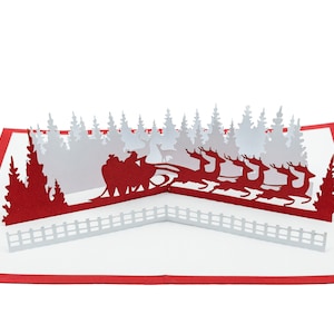 Santa's Magical Sleigh Ride 3D Pop Up Christmas Card: Santa Claus Greeting Card, Festive Holiday Decoration