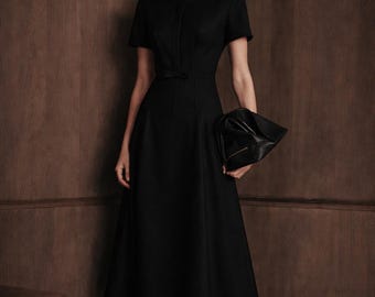 Tailored Midi Dress, Minimal Shirt, Elegant Work, Custom Fit Office Outfit, Bridesmaid & Wedding Guest