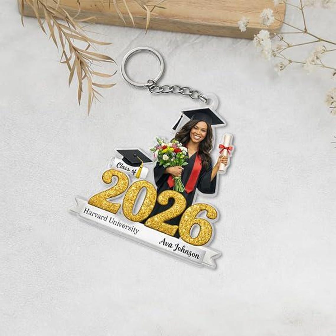 Personalized Graduation Keychain Custom Photo Name Acrylic Gift Class ...