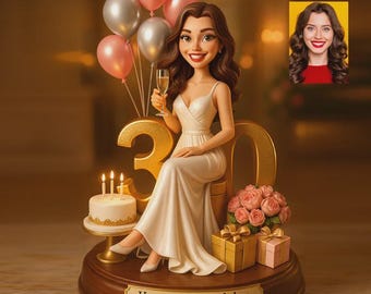 Placa de regalo personalizada para 30 cumpleaños, regalo de cumpleaños con foto personalizada para mujer, placa acrílica 2D