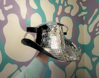 Disco Cowboy Hat (Beer Helmet) Disco Mirror Cowboy/cowgirl Beer Helmet - Etsy main image 2